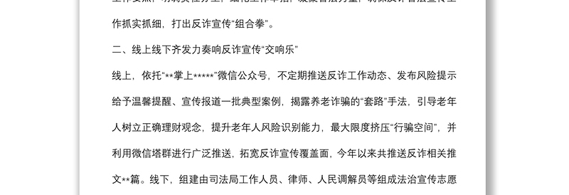 局机关打击整治养老诈骗专项行动工作总结