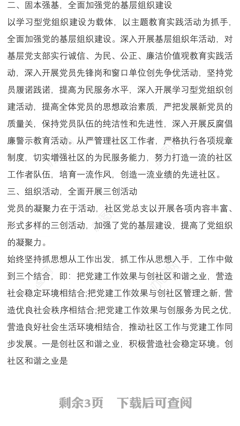 2021村党支书记抓党建工作述职评价总结