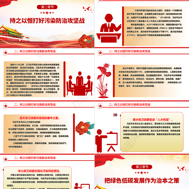 全力推动美丽中国建设的系统部署ppt简洁时尚人与自然和谐共生的现代化党课