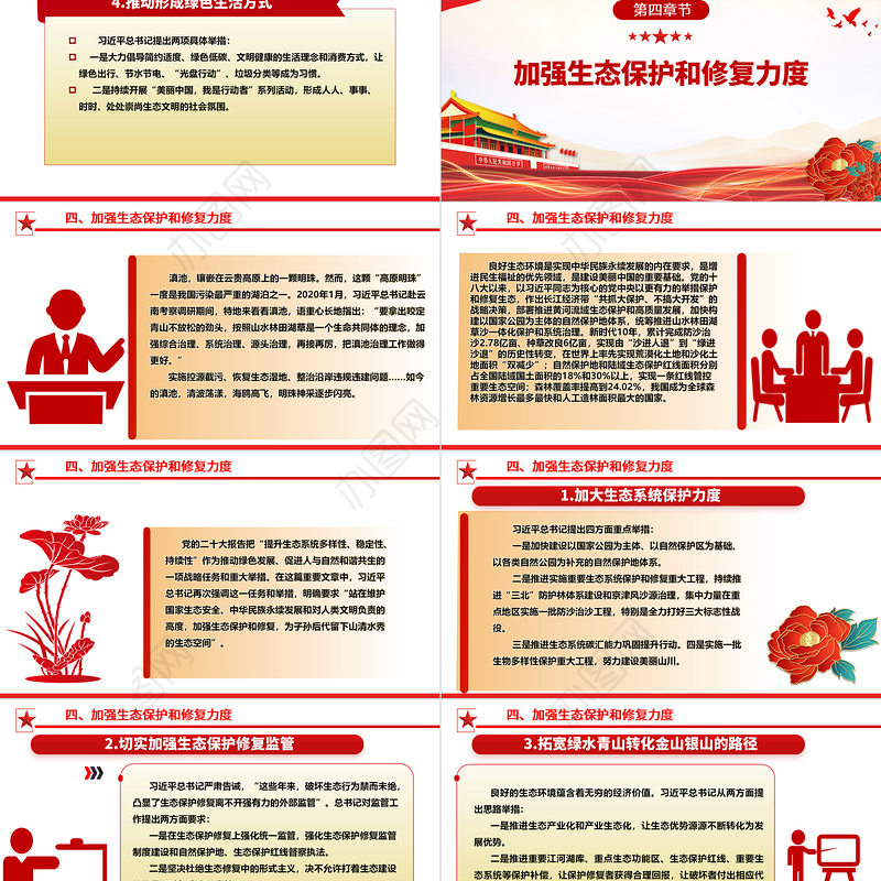 全力推动美丽中国建设的系统部署ppt简洁时尚人与自然和谐共生的现代化党课