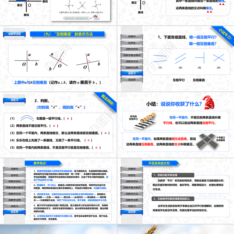 原创小学四年级平行与垂直数学说课课件PPT