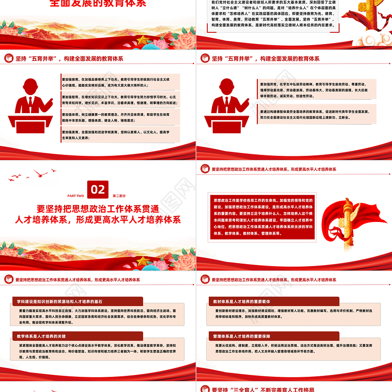 系统构建立德树人落实机制PPT大气简洁牢记为党育人为国育才的初心和使命全面贯彻党的教育方针党课