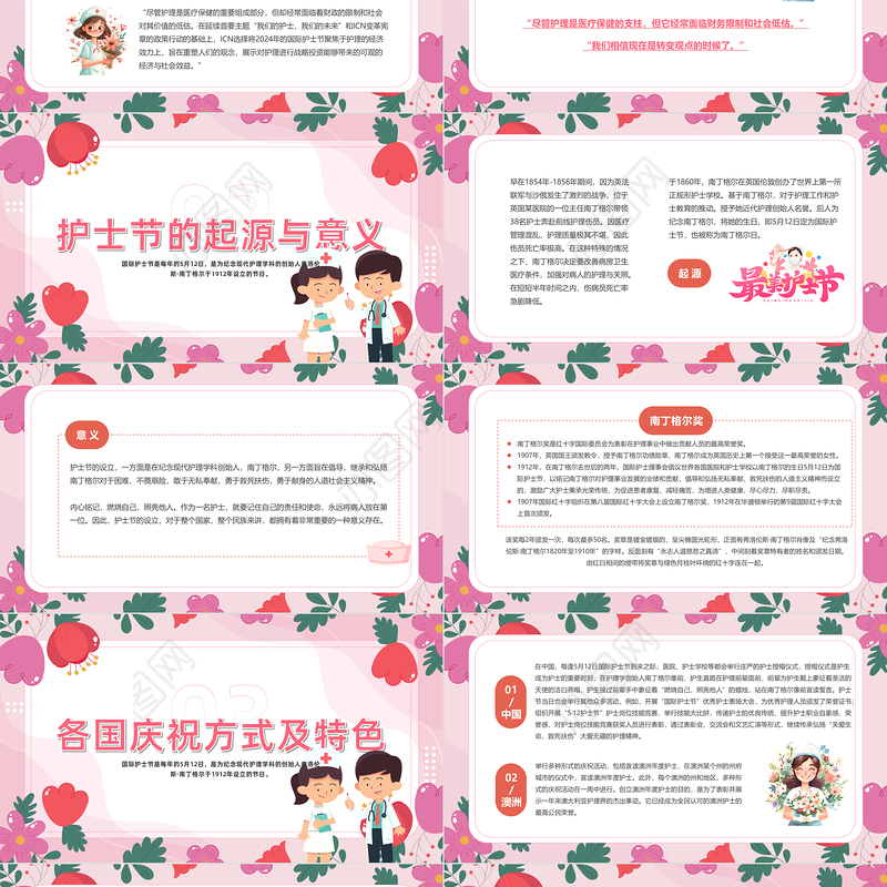 512护士节PPT卡通风国际护士节介绍课件