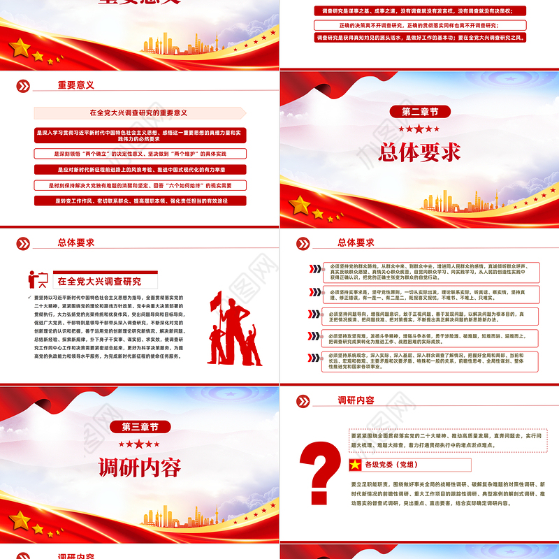 2023在全党大兴调查研究PPT极简党建风学习解读《关于在全党大兴调查研究的工作方案》专题课件模板