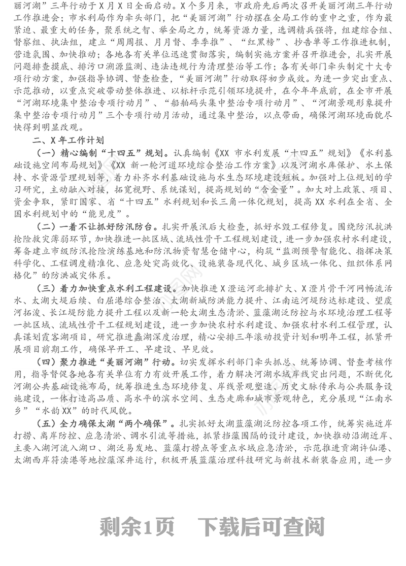 市水利工作年度工作总结