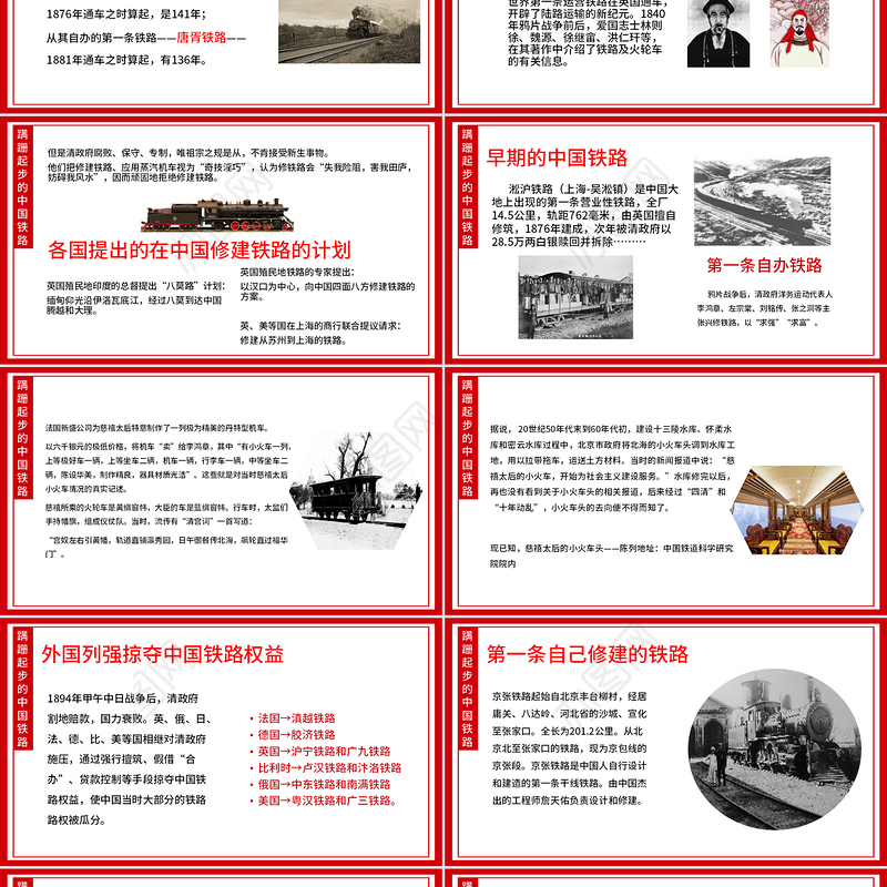 中国铁路发展历程教育教学通用PPT模板