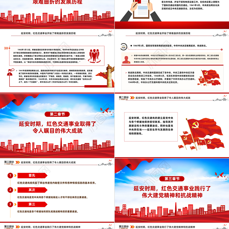 党的红色交通线PPT大气精美党史学习教育专题党课