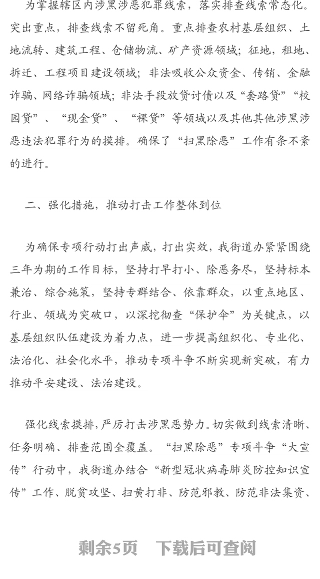 2020年扫黑除恶专项斗争工作总结（街道办）