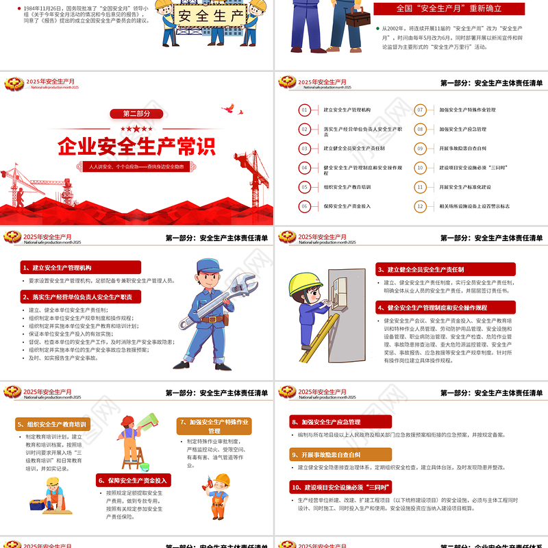 精美大气2025安全生产月宣传教育课件PPT人人讲安全个个会应急查找身边安全隐患课件