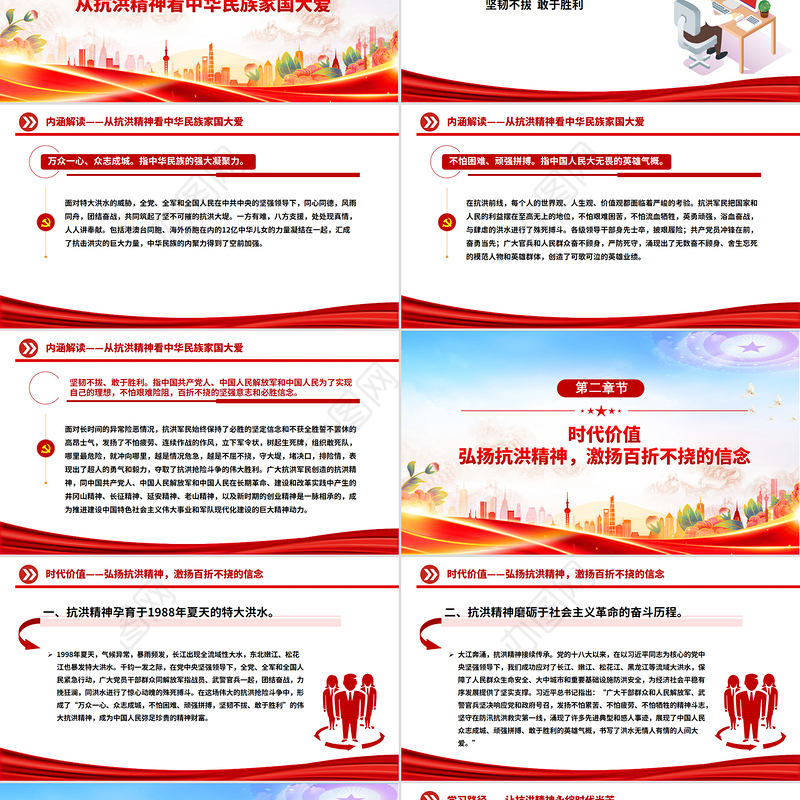 2025抗洪精神PPT简洁大气中国共产党人的精神谱系课件下载
