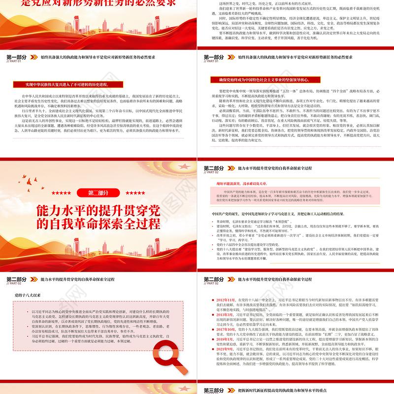 2023如何始终具备强大的执政能力和领导水平PPT大气精美风党员干部学习教育专题党课课件