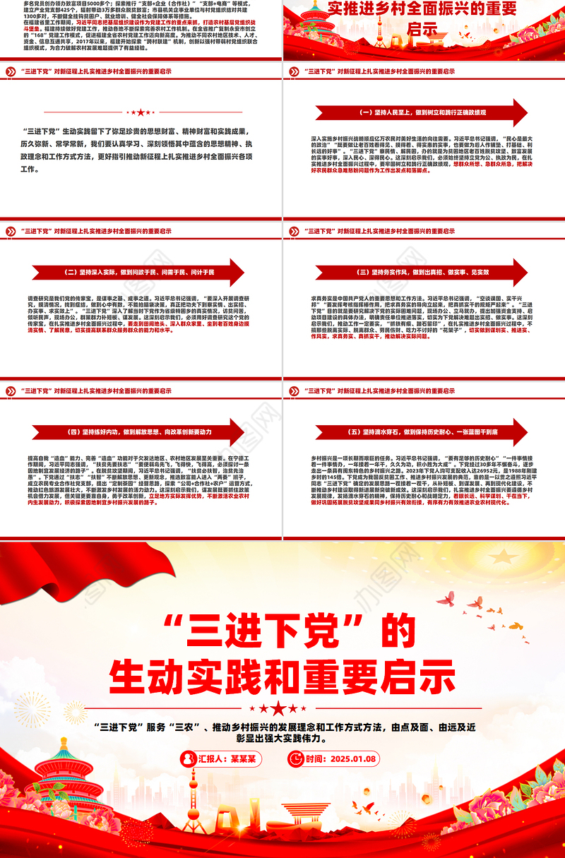 学习三进下党的生动实践和重要启示PPT党政风乡村振兴课件