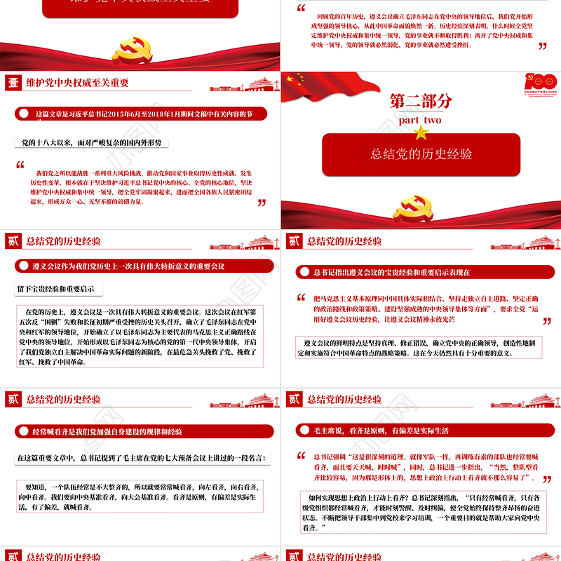 2021论中国共产党历史PPT保证党的团结和集中统一至关重要树牢四个意识党史课件下载