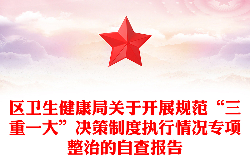 区卫生健康局关于开展规范“三重一大”决策制度执行情况专项整治的自查报告