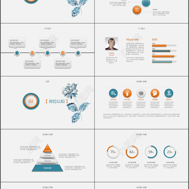 2019蓝色橙色大气岗位竞聘PPT模板
