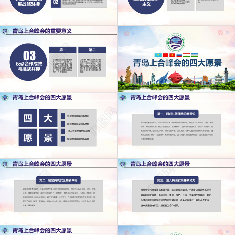 地域党课学习解读上合组织青岛峰会弘扬上海精神PPT模板