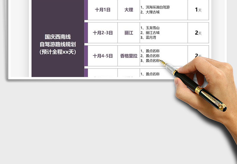 2021年自驾游路线规划表