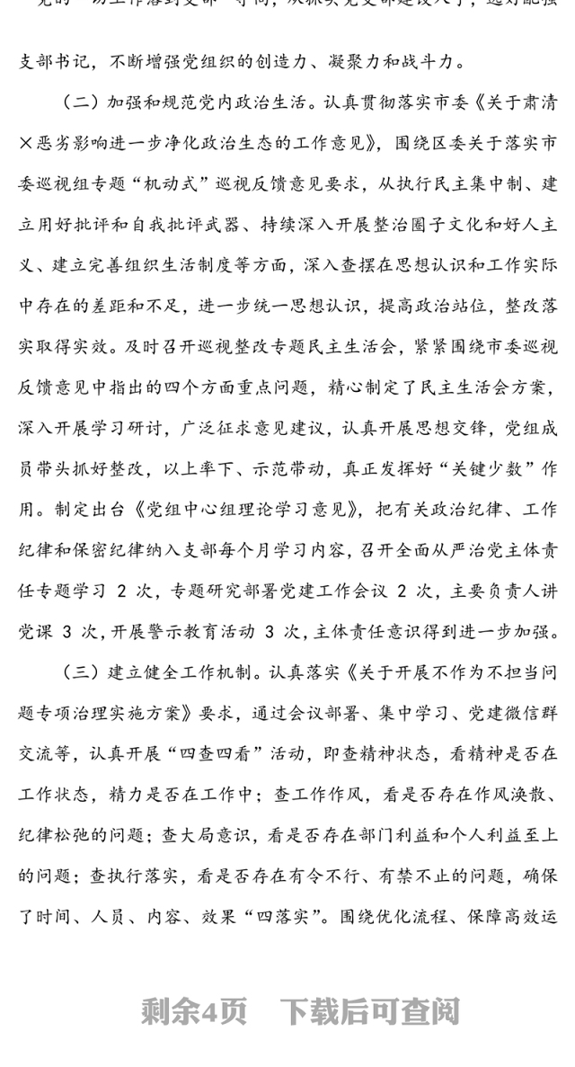 年度党组班子落实全面从严治党主体责任述职报告