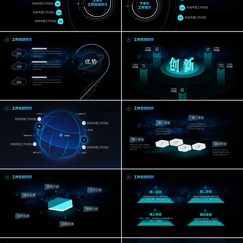 原创年度工作总结科技风星空互联网ppt模板-版权可商用
