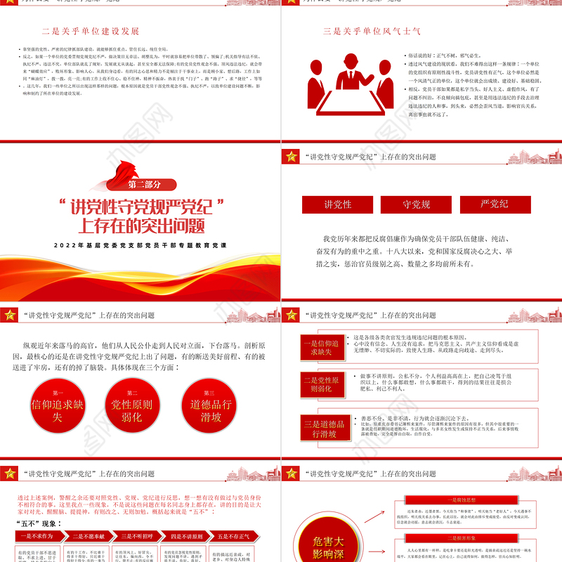 2022年轻干部党性修养PPT简洁党建风做讲党性守党规严党纪的时代新人专题党政党建课件模板