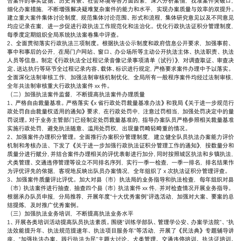 2021年度综合行政执法局行政执法工作总结