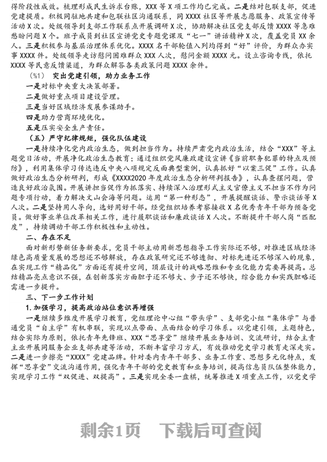 XX党支部党建工作落实情况自查报告
