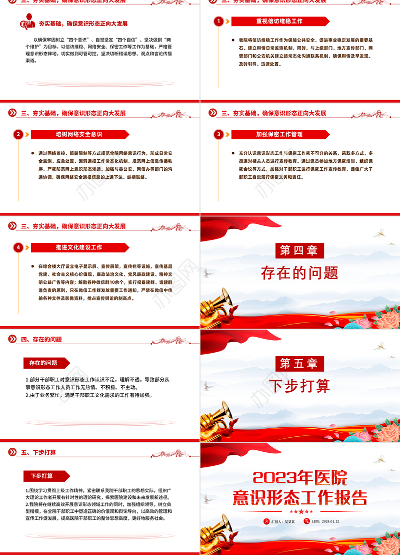 医院意识形态工作报告PPT精美大气医疗系统党建述职汇报模板