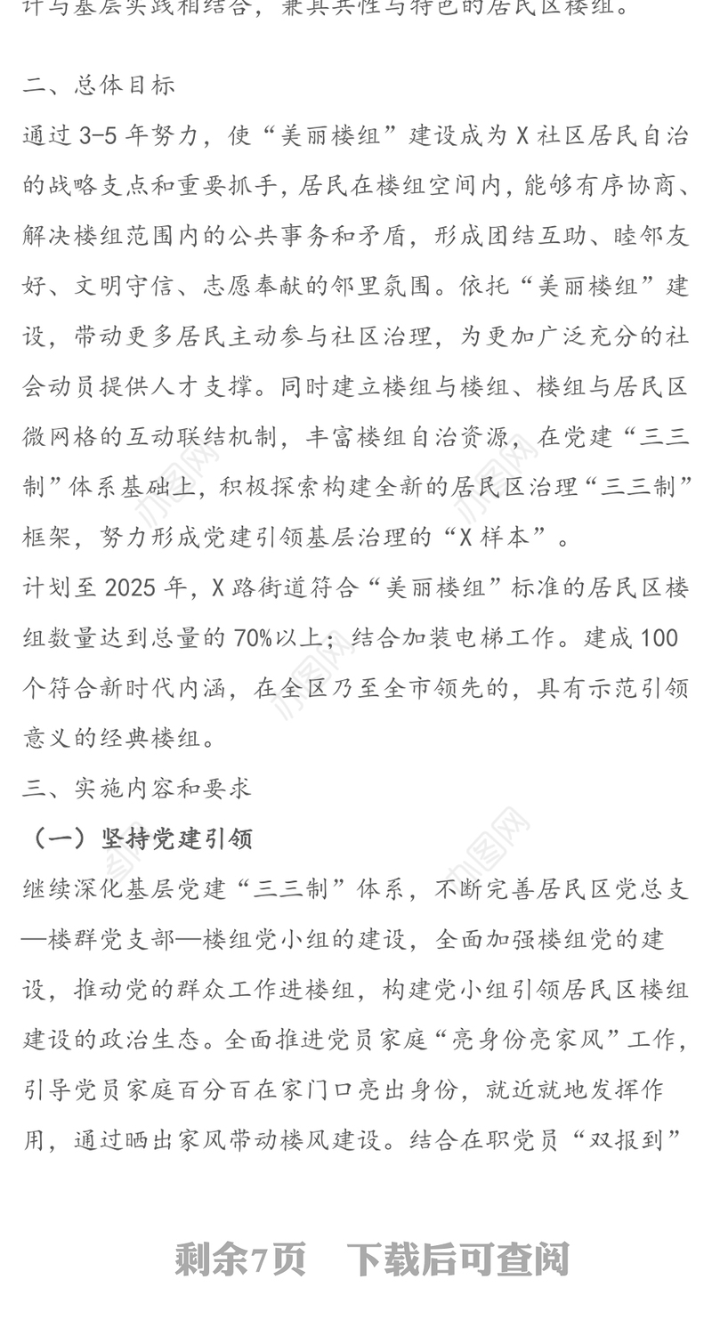 关于开展党建引领“美丽楼组”建设及健全充满活力的基层群众自治机制实施方案