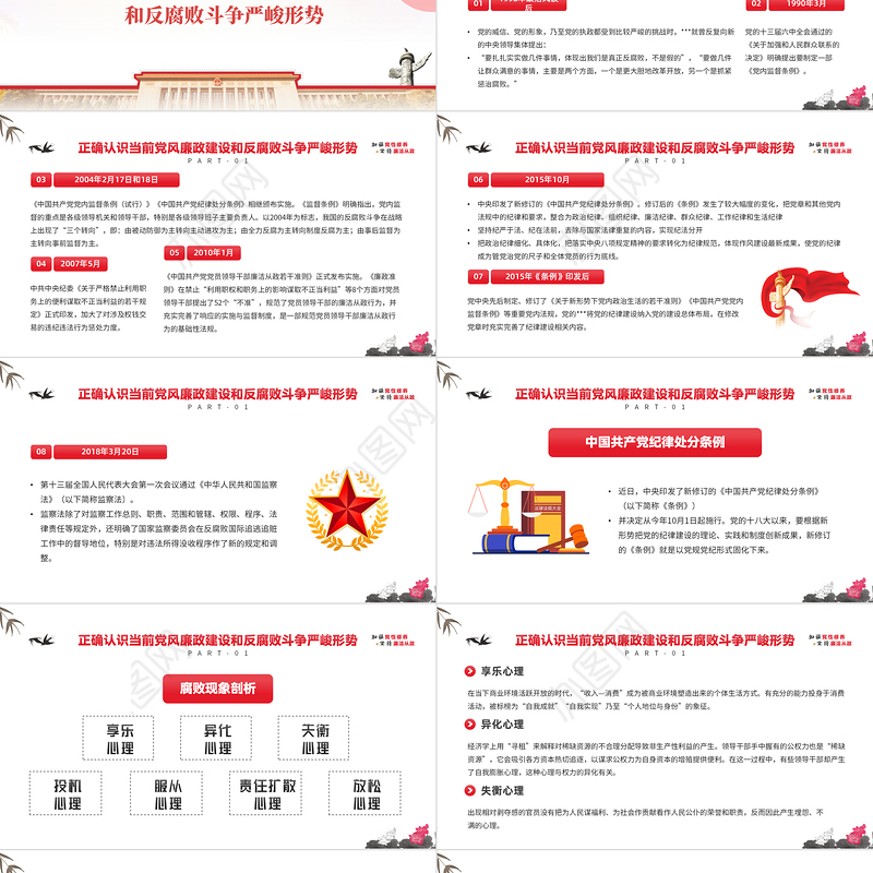 加强党性修养坚持廉洁从政PPT简约风反腐倡廉党风廉政专题微党课课件模板