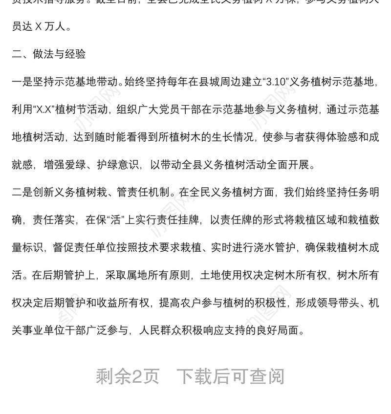 县春季义务植树工作总结