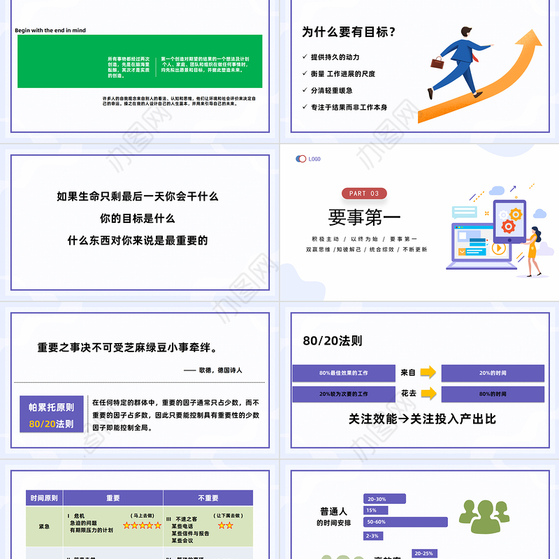 2023高效能人士的7个习惯PPT清新风企业新员工高效办公培训课件模板