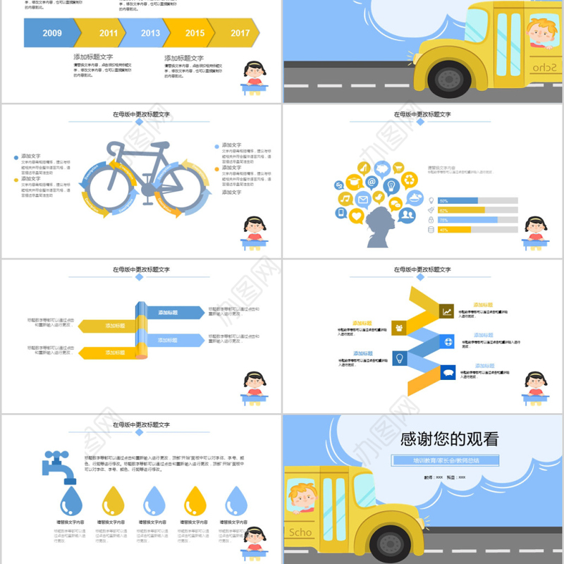 2018卡通幼儿园安全教育培训ppt模板