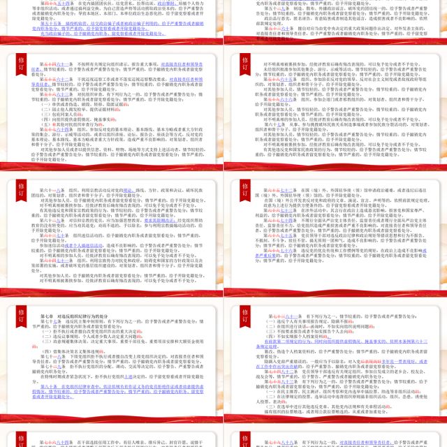 《中国共产党纪律处分条例》2023年新旧对照版PPT华美经典加强党的纪律建设党课课件