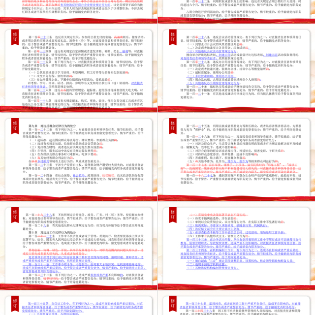 《中国共产党纪律处分条例》2023年新旧对照版PPT华美经典加强党的纪律建设党课课件