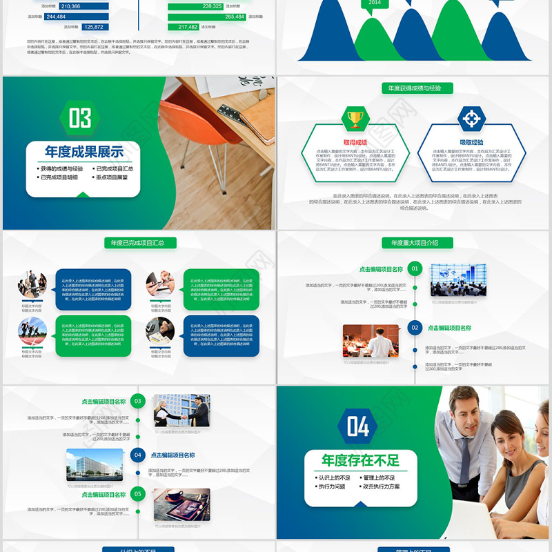 2018绿色渐变年终总结报告述职报告工作总结PPT