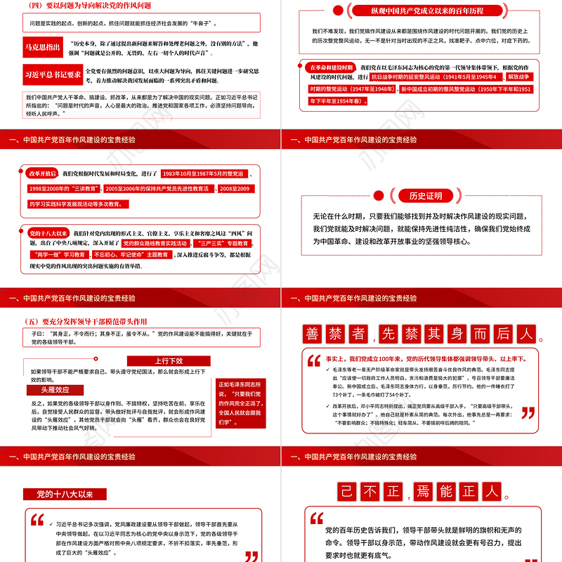 2021中国共产党百年作风建设宝贵经验与新时代作风建设重要贡献PPT红色党员干部党风廉政建设党课课件下载