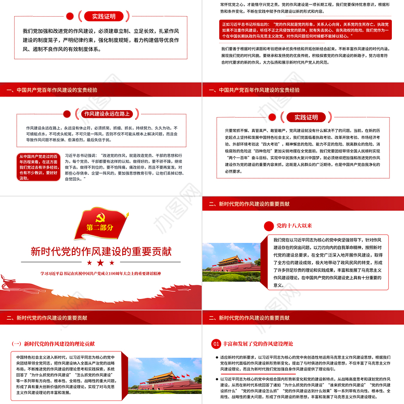 2021中国共产党百年作风建设宝贵经验与新时代作风建设重要贡献PPT红色党员干部党风廉政建设党课课件下载