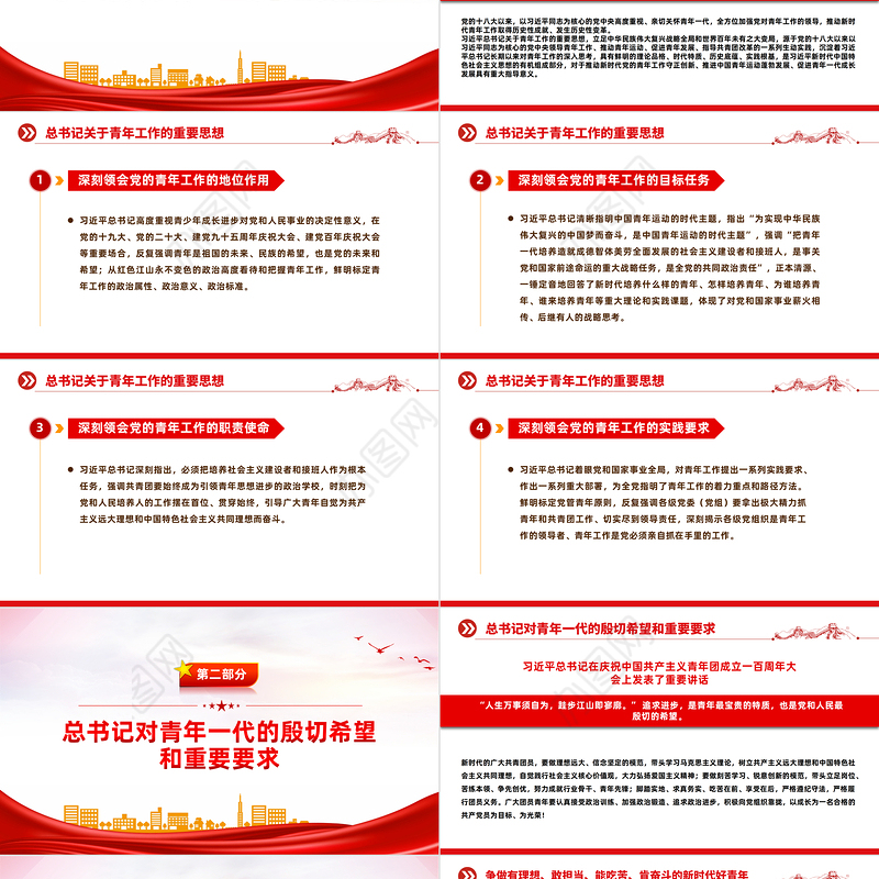 挺膺担当PPT红色简洁团员和青年主题教育第四专题团支部学习指引团课