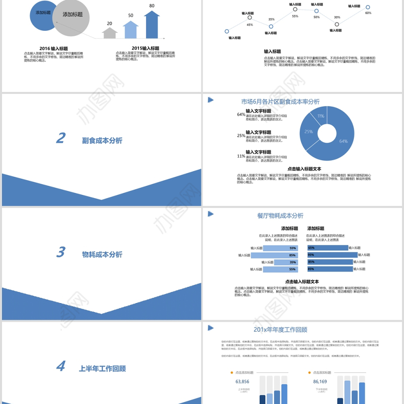 蓝色精美采购报告PPT