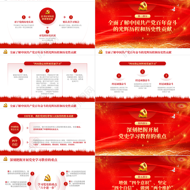 2021以史鉴今资政育人PPT庆祝建党100周年关于在全党开展党史学习教育的通知PPT模板