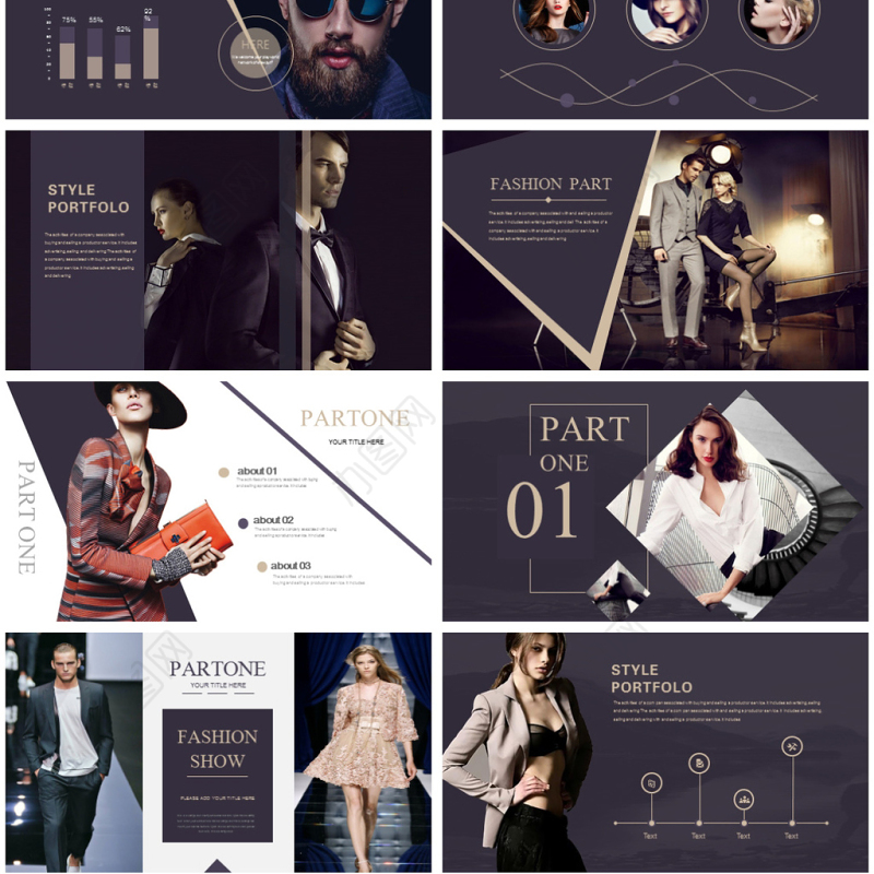 时尚风格高端品牌服装展示PPT模板