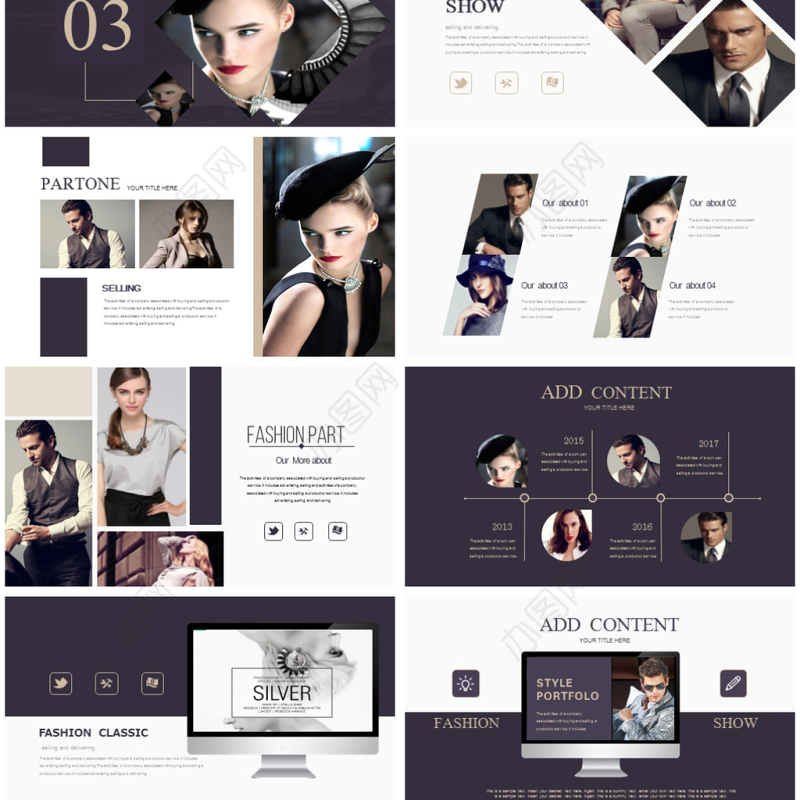 时尚风格高端品牌服装展示PPT模板