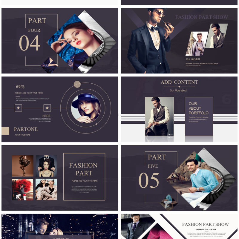 时尚风格高端品牌服装展示PPT模板