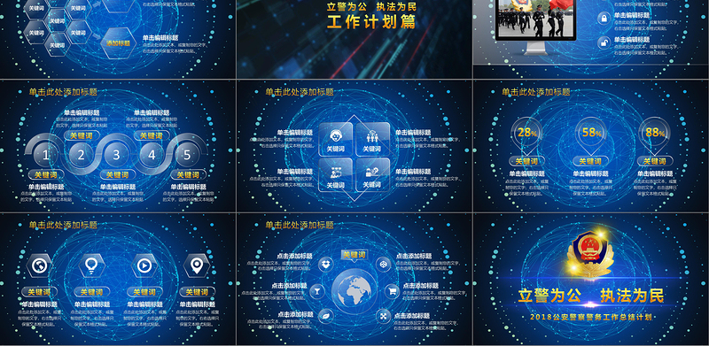 2018公安警察交警炫酷警务工作总结年终汇报PPT