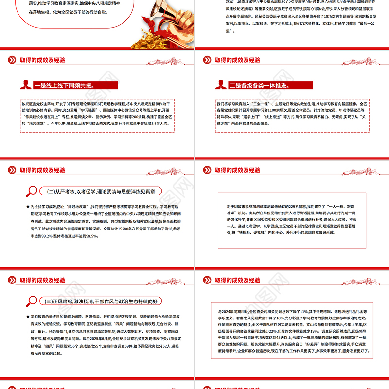 红色简洁深入推进作风建设总结报告PPT模板