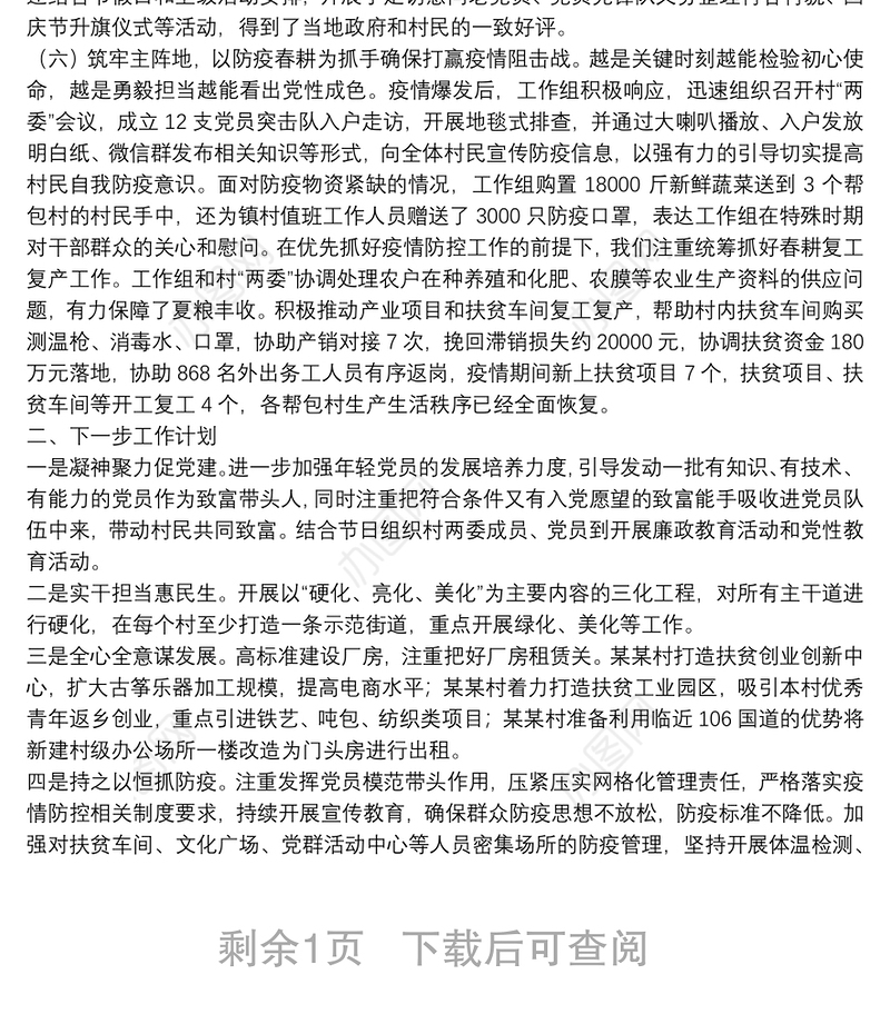 驻村第一书记工作组工作汇报