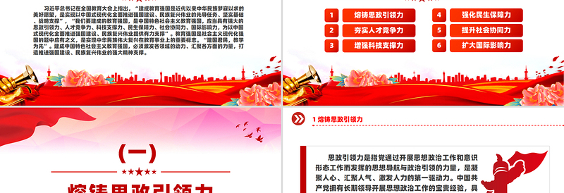 2024汇聚建成教育强国的磅礴力量PPT党建风党员干部学习教育党课