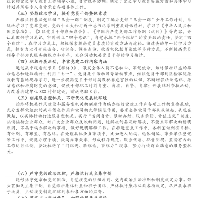 区编办党支部书记X年度书记抓基层党建工作述职报告