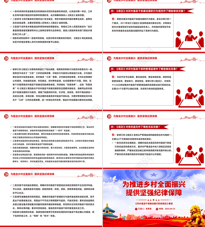 2025新修订的《农村基层干部廉洁履行职责规定》解读问答PPT课件