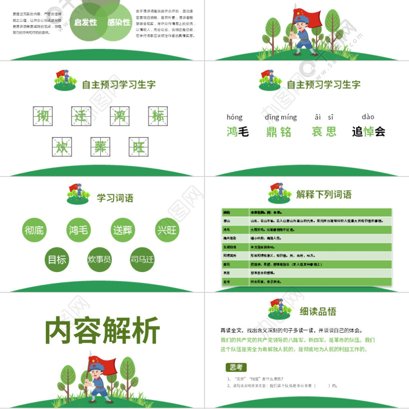 六年级为人民服务语文课件PPT模板